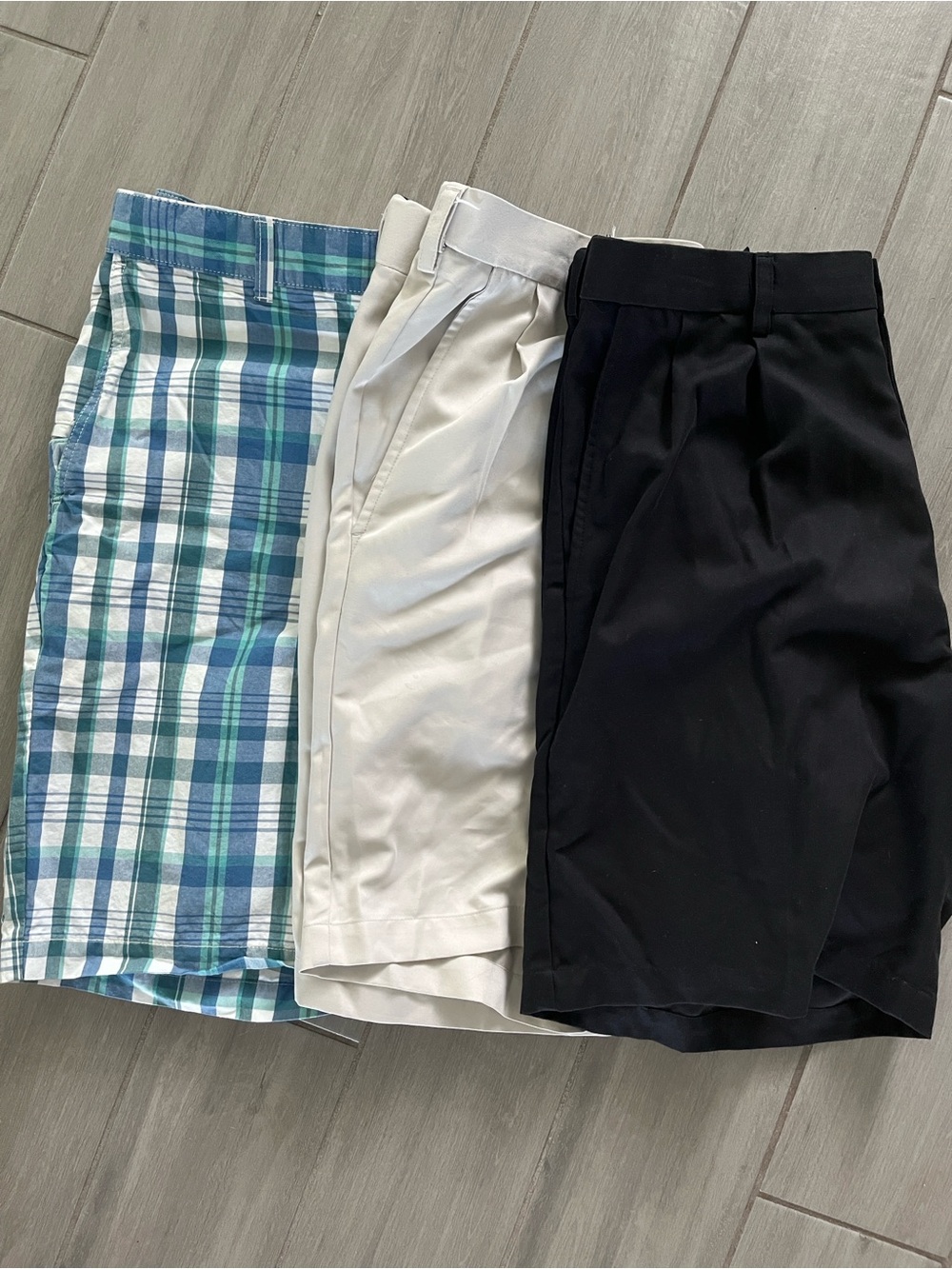 Men’s Plaid, Cream & Black Shorts Pack - 3 Pack - 2 Perry Ellis, 1 Docker